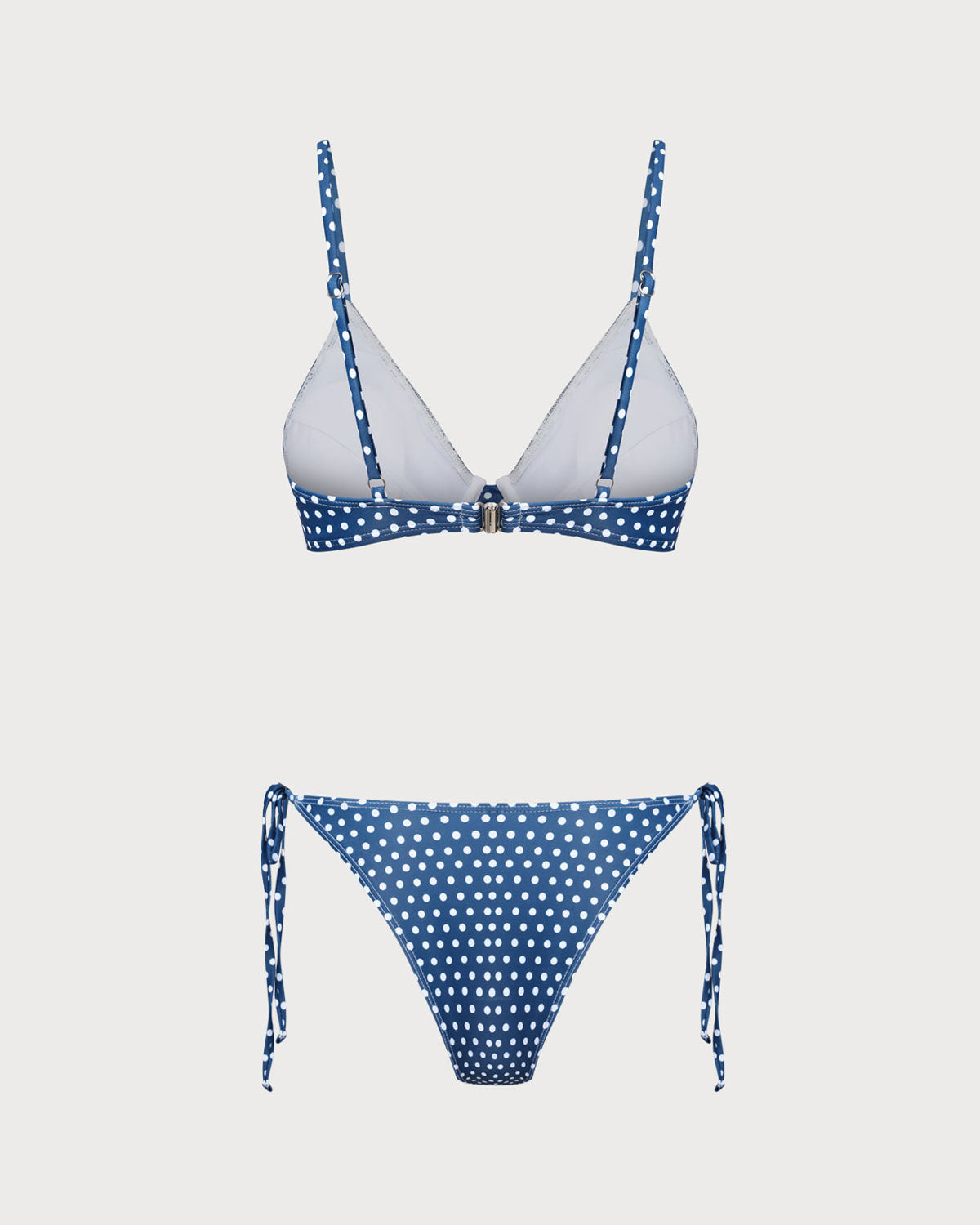 Conjunto de Bikini con Aros de Lunares Azules