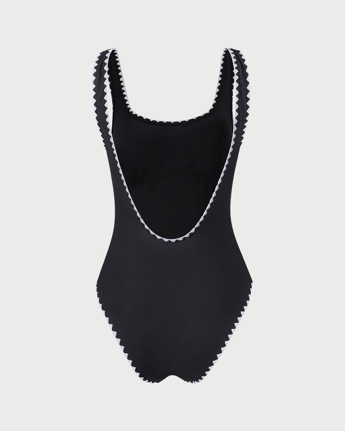 Traje de Baño de Una Pieza con Rayas en Contraste Negro