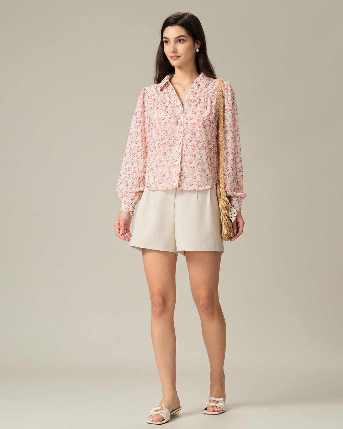 Camisa Ruchada Floral Roja