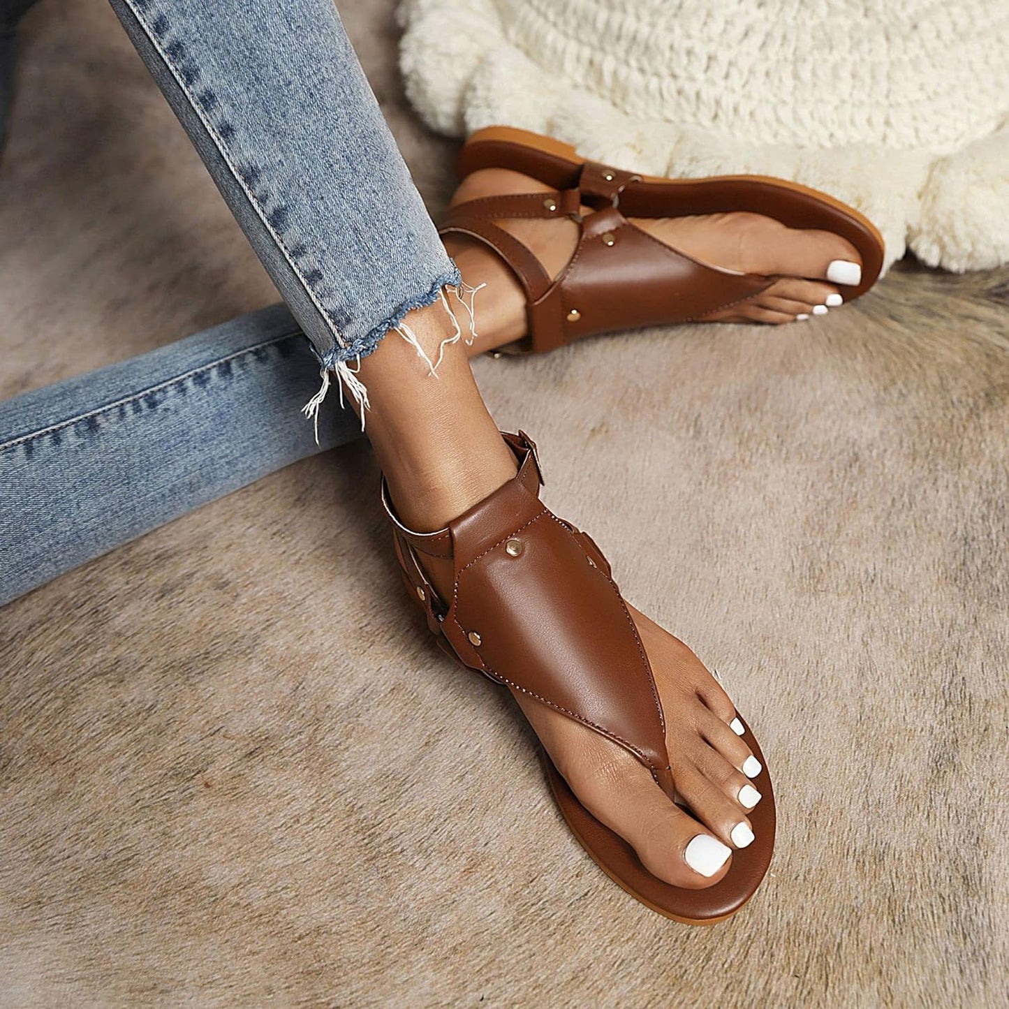 Praefke | Modne sandały płaskie damskie