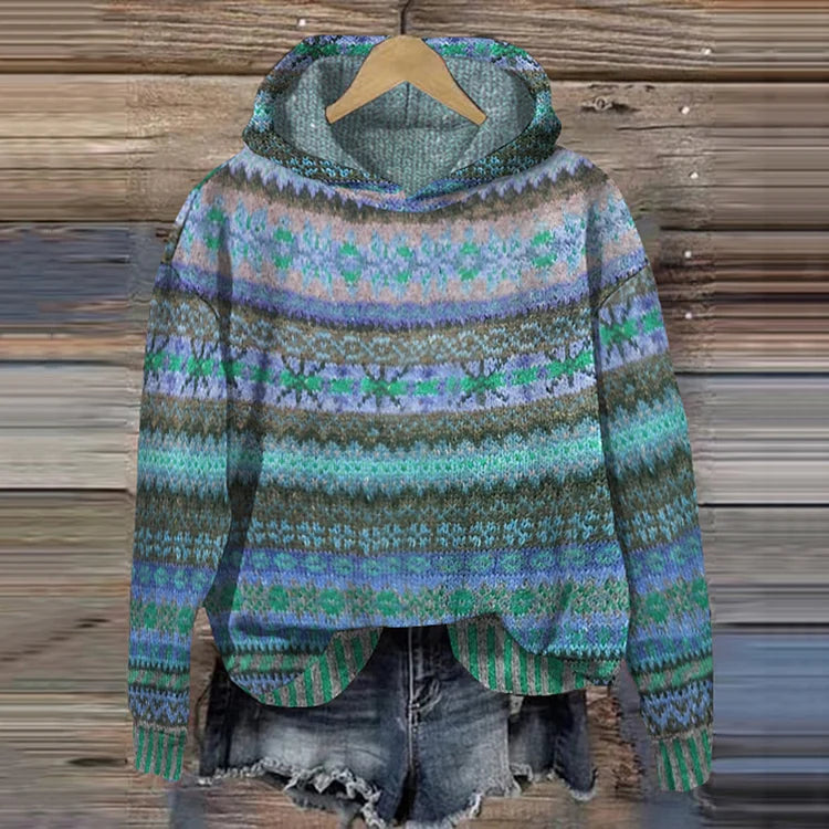 Solène | Sudadera con Capucha de Motivo Étnico