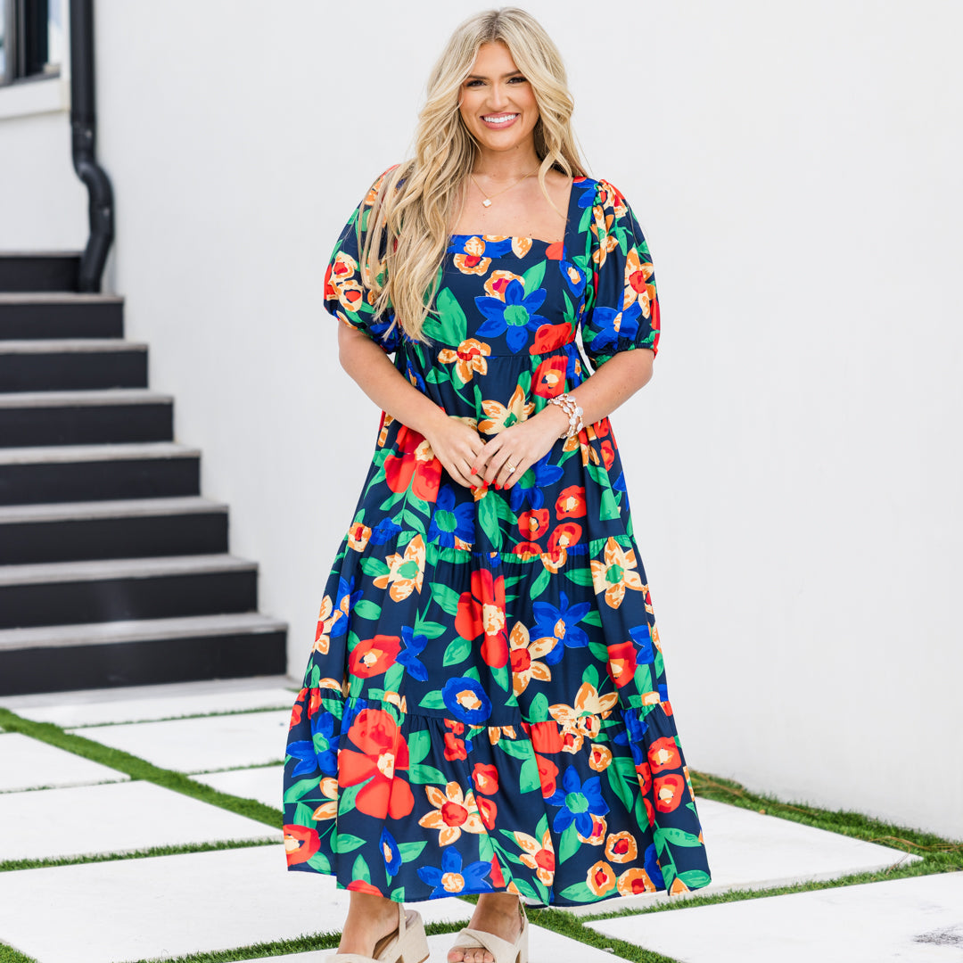 Vestido Let's Get Away, Floral Marino