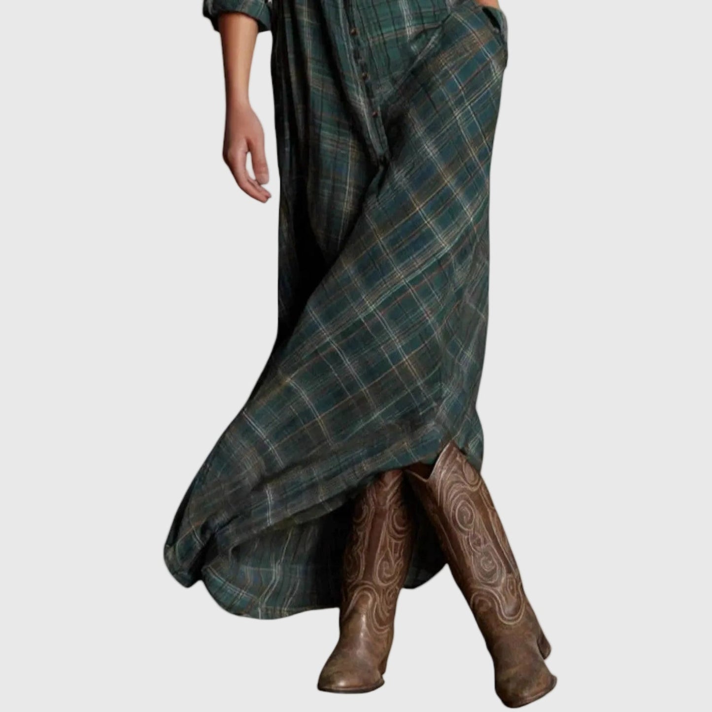Gisèle | Vestido Maxi Camisa Cuadros