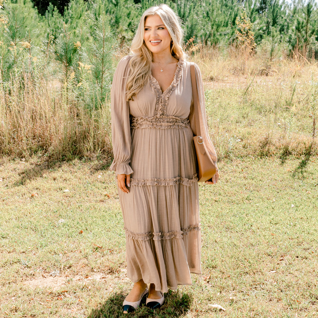 Vestido Vivid Palms, Taupe