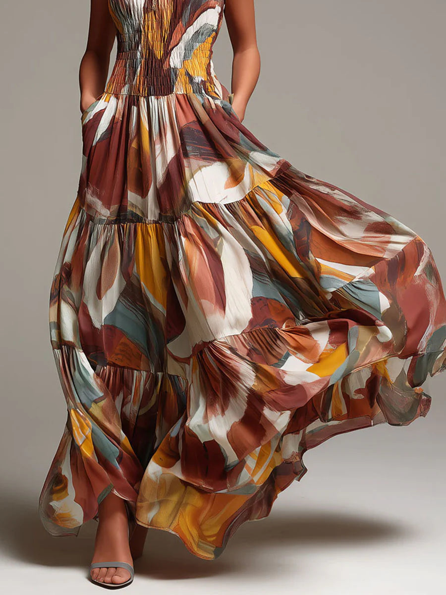 Aurelia | Vestido Maxi Abstracto Flow