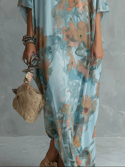 Luna | Vestido Kaftán Floral Relajado