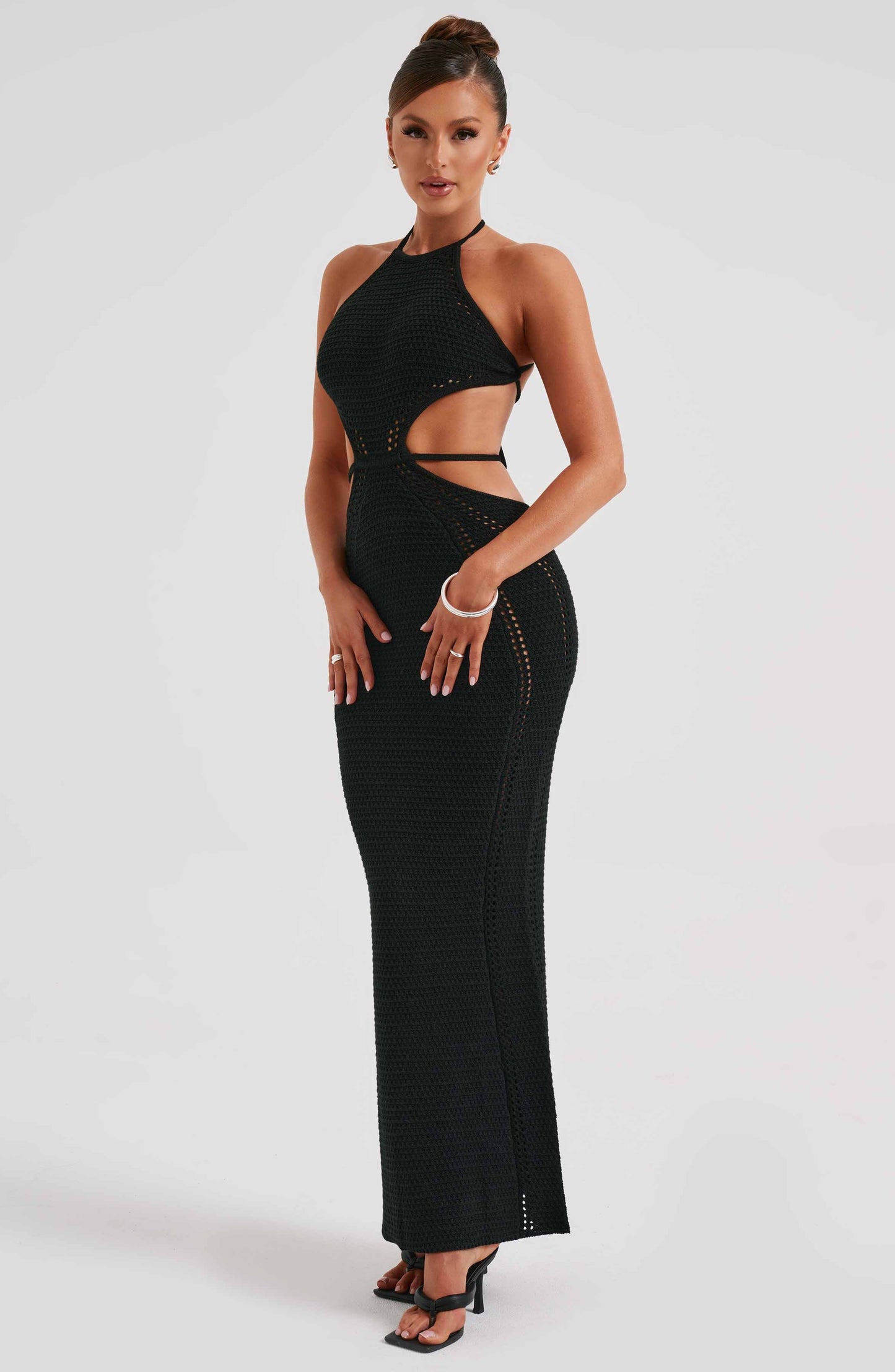 Długi Sukienka Maxi Delia - Czarna