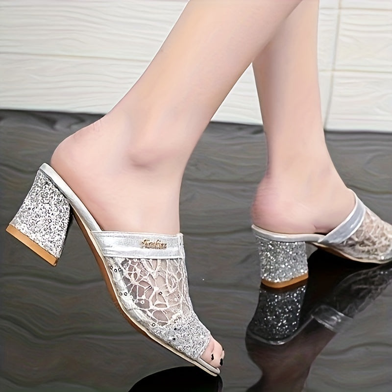 Luz | Damskie sandały z błyszczącymi cekinami