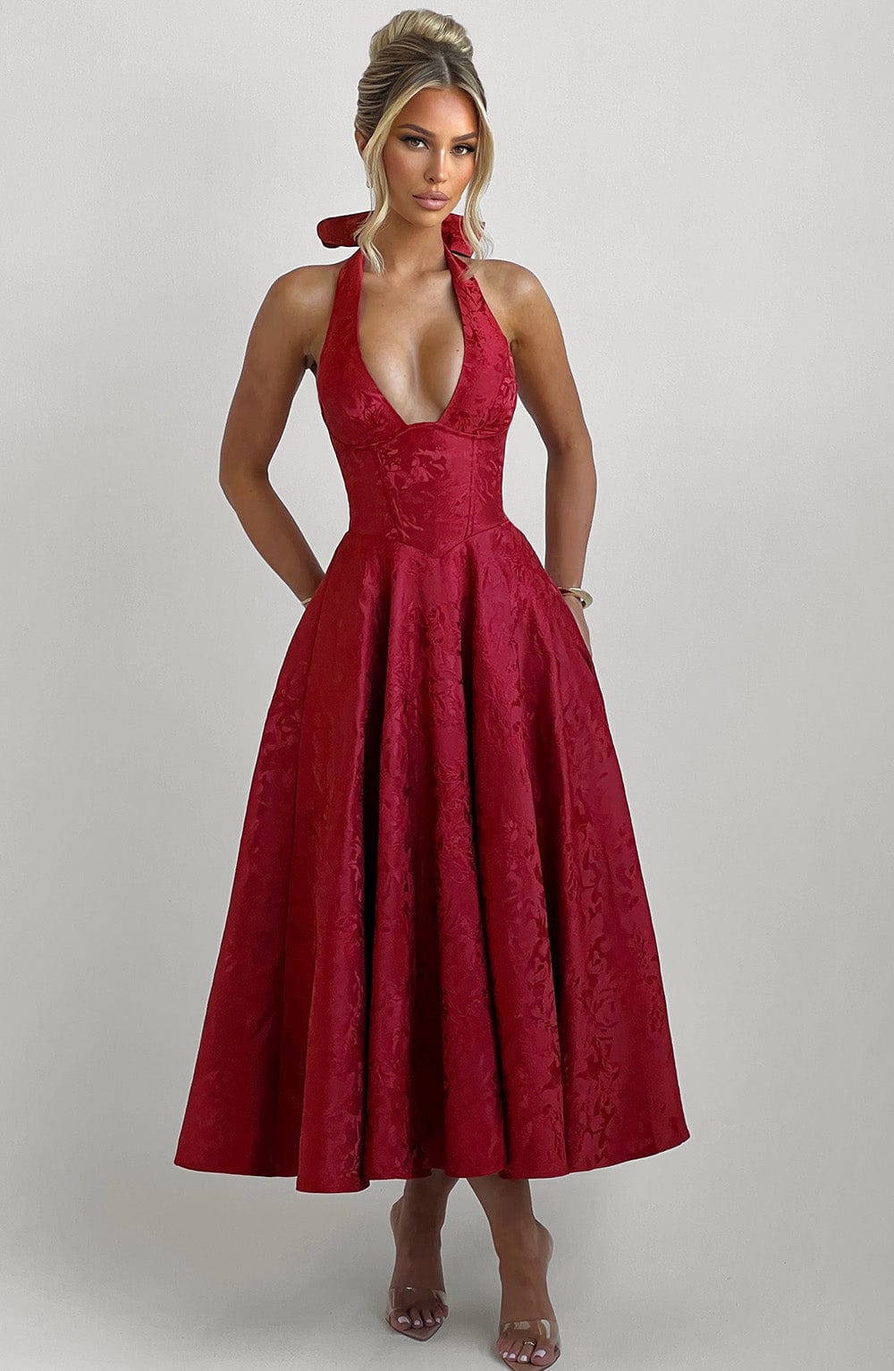 Elegancka Sukienka Midi Effie - Czerwona