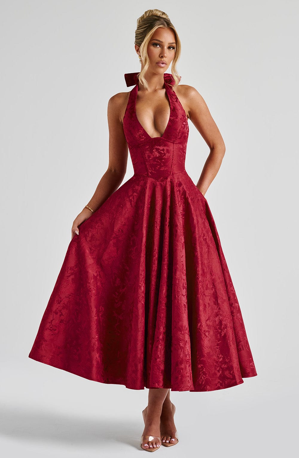 Elegancka Sukienka Midi Effie - Czerwona