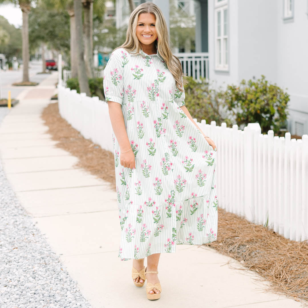 En Tu Lugar Feliz Vestido, Floral Menta