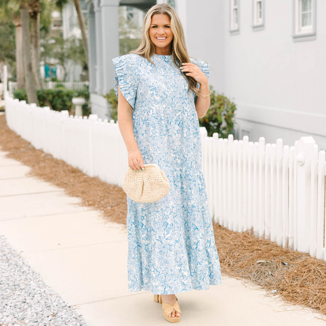 Vestido Maxi Meadows Musgosos, Azul
