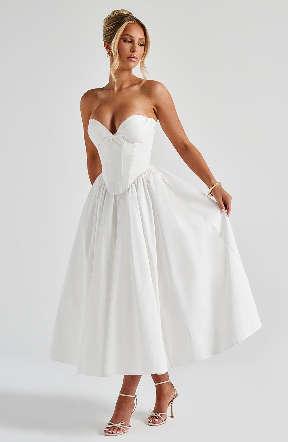 Sukienka Midi Prim - Kość słoniowa