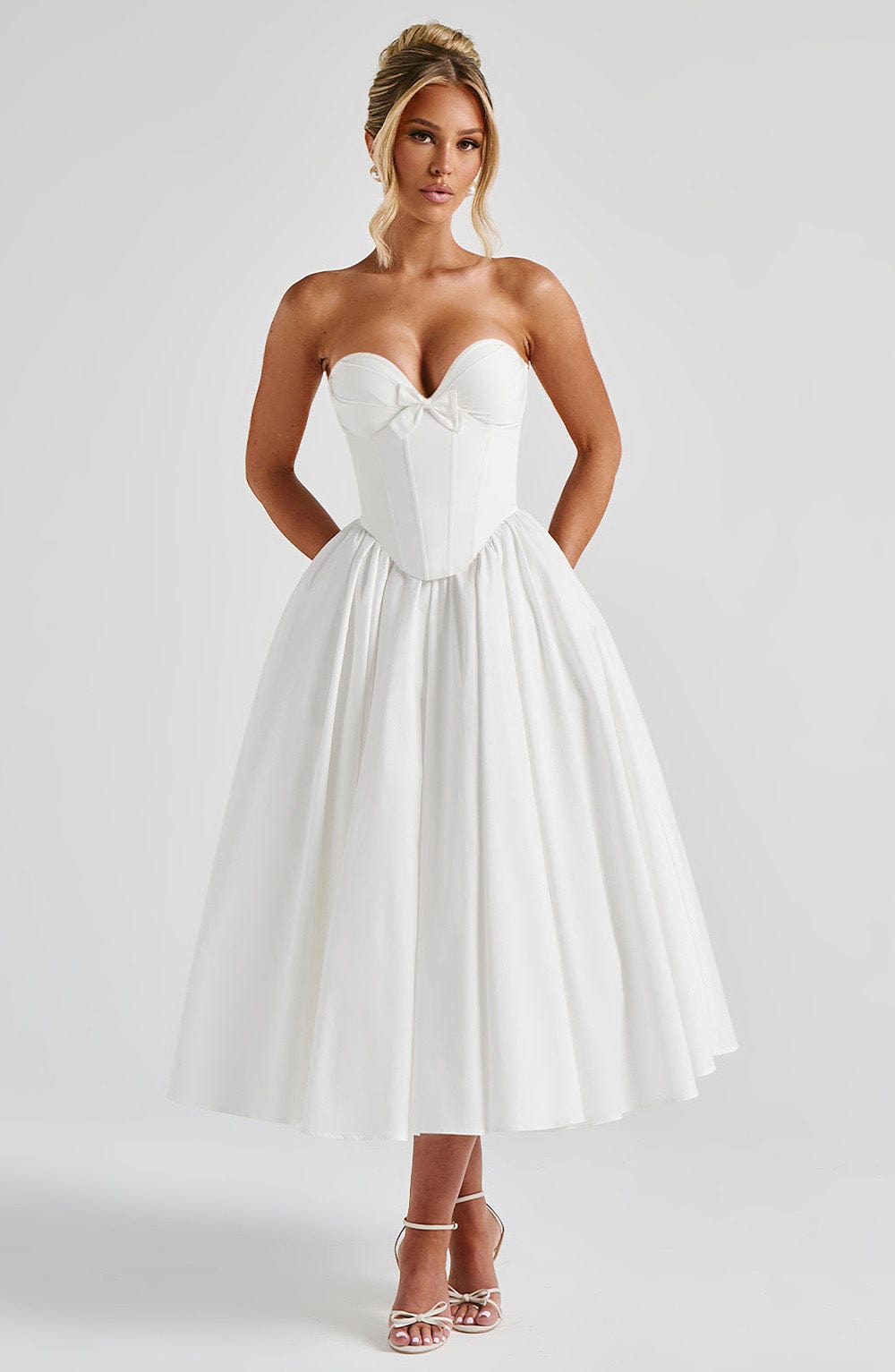 Sukienka Midi Prim - Kość słoniowa