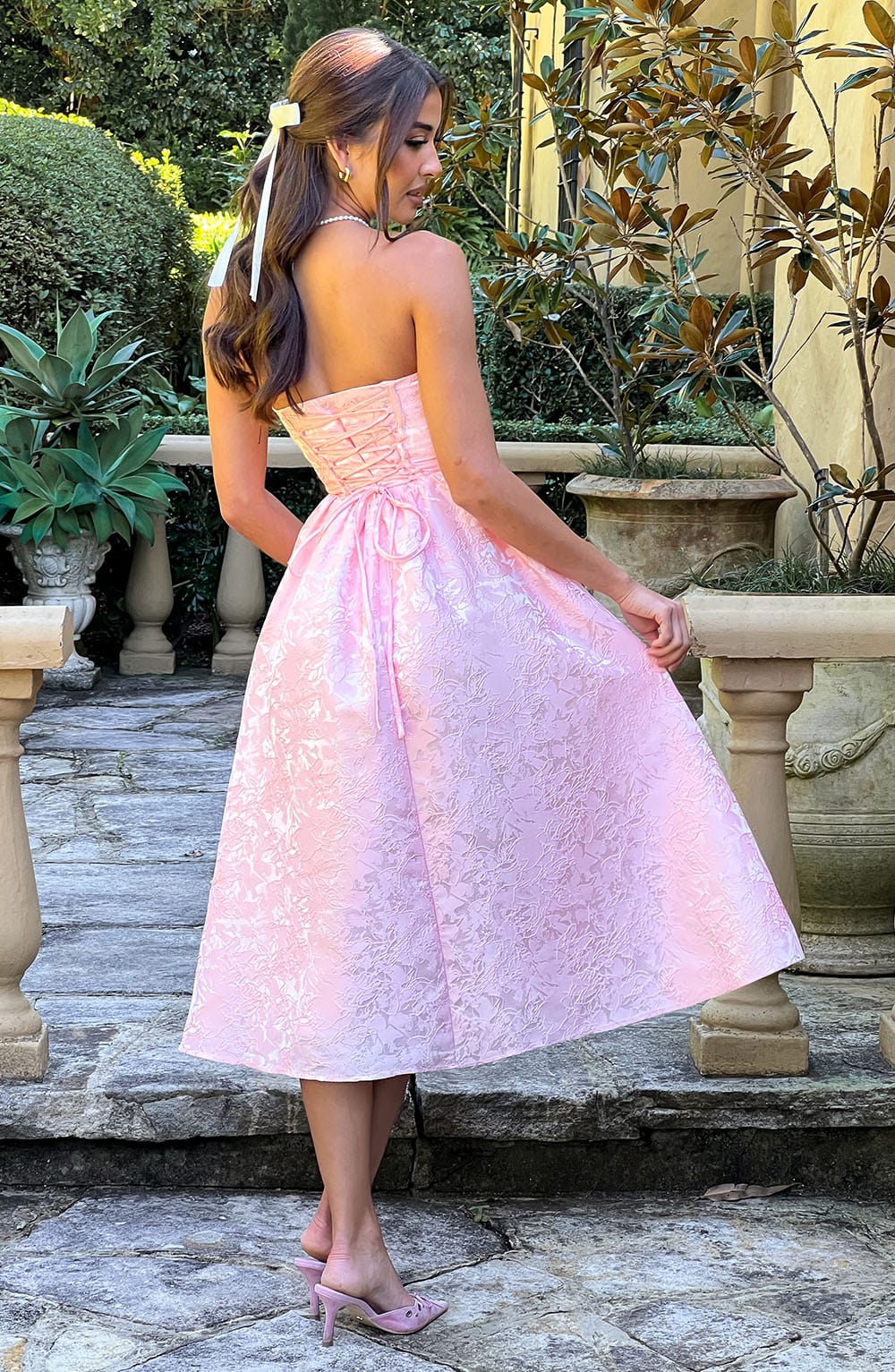 Sukienka midi Saoirse - Jasnoróżowa