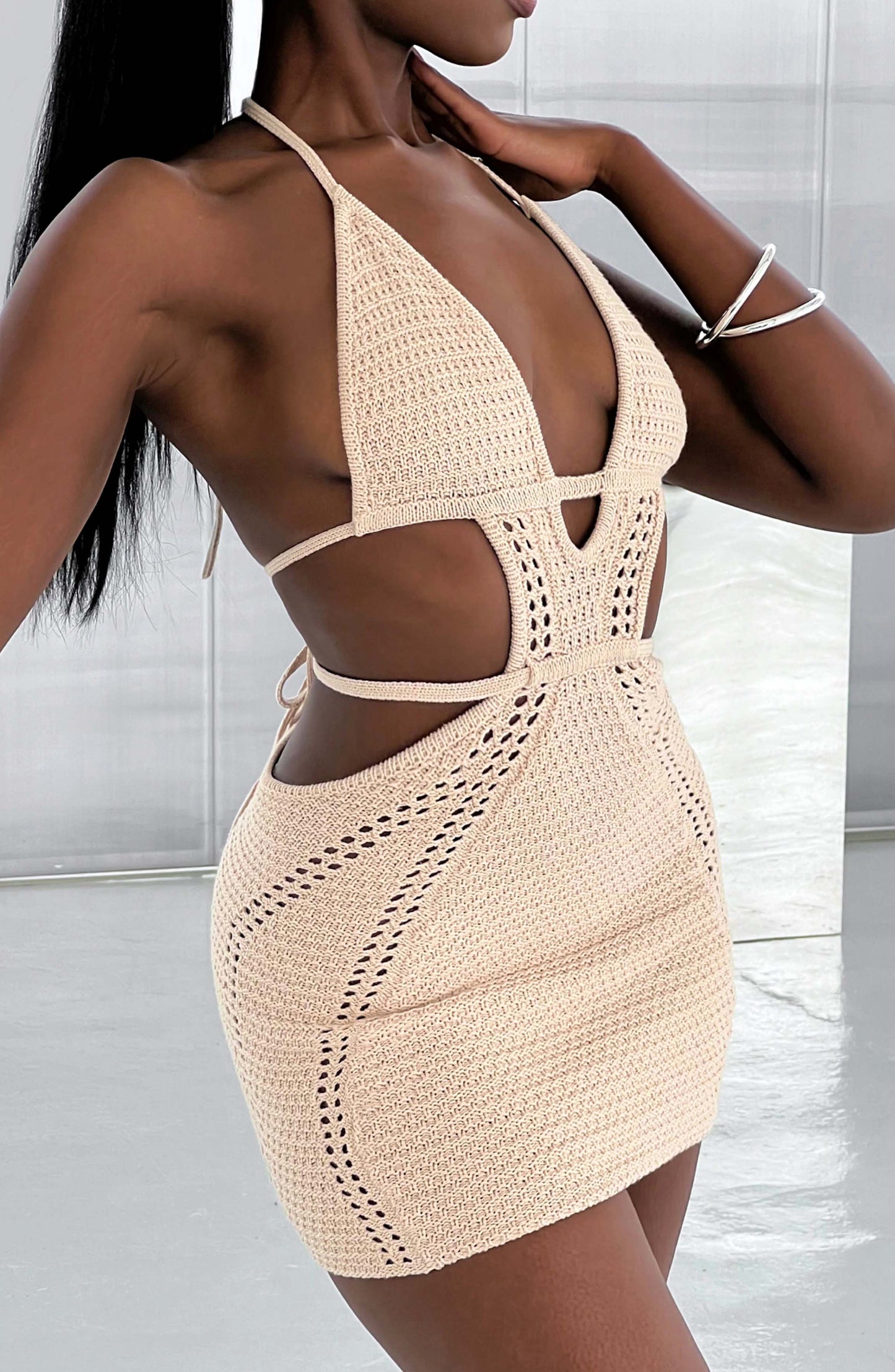 Krótka sukienka Selena - Kremowa