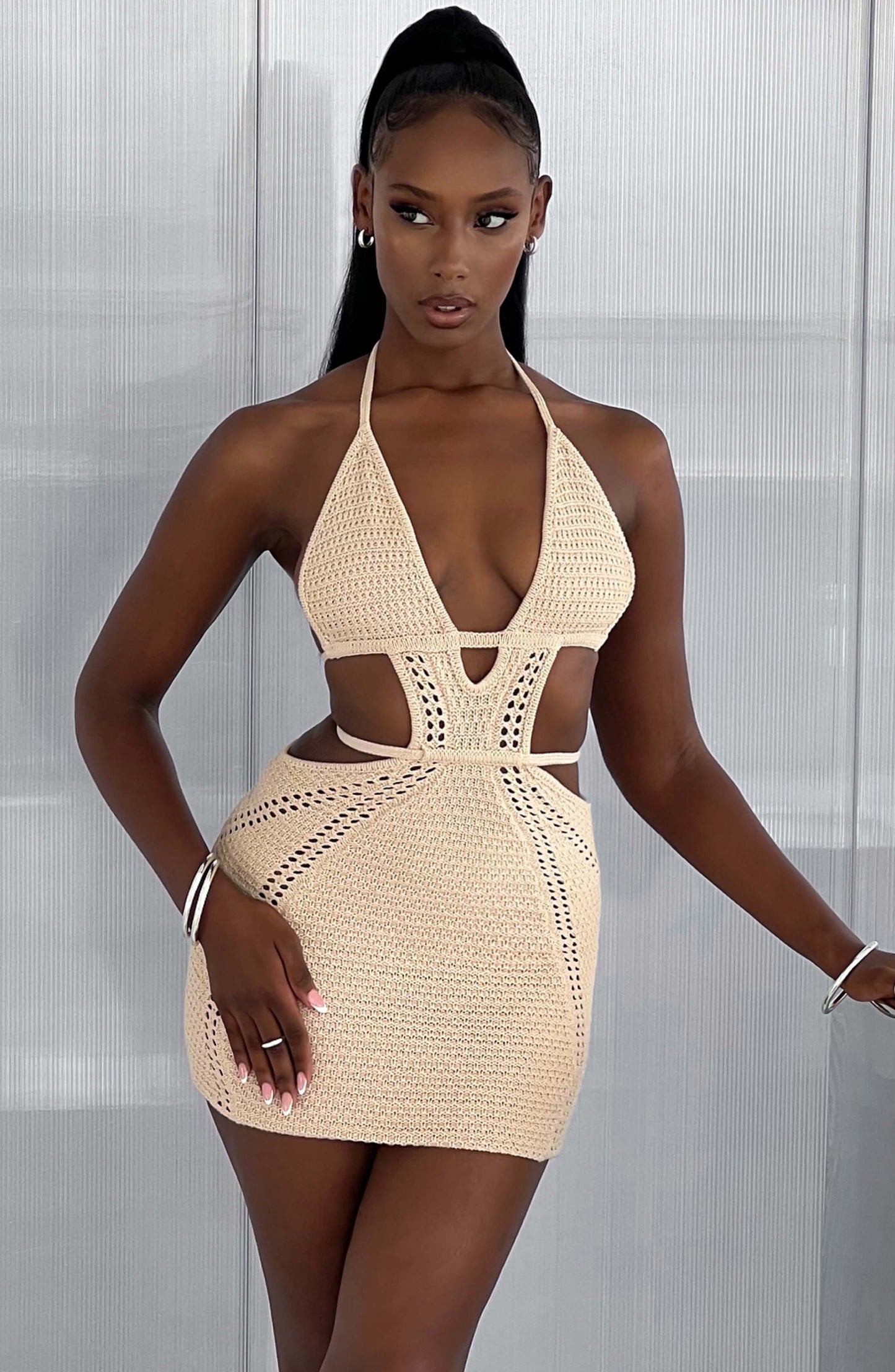 Krótka sukienka Selena - Kremowa