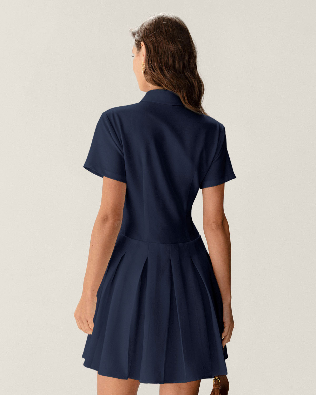 Vestido Mini Plisado Azul Marino
