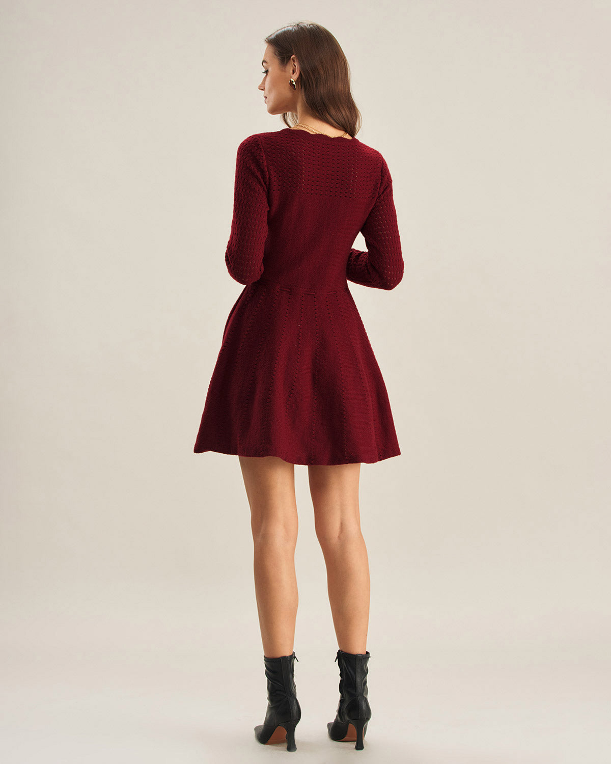 Vestido Suéter A-Line Rojo Vino