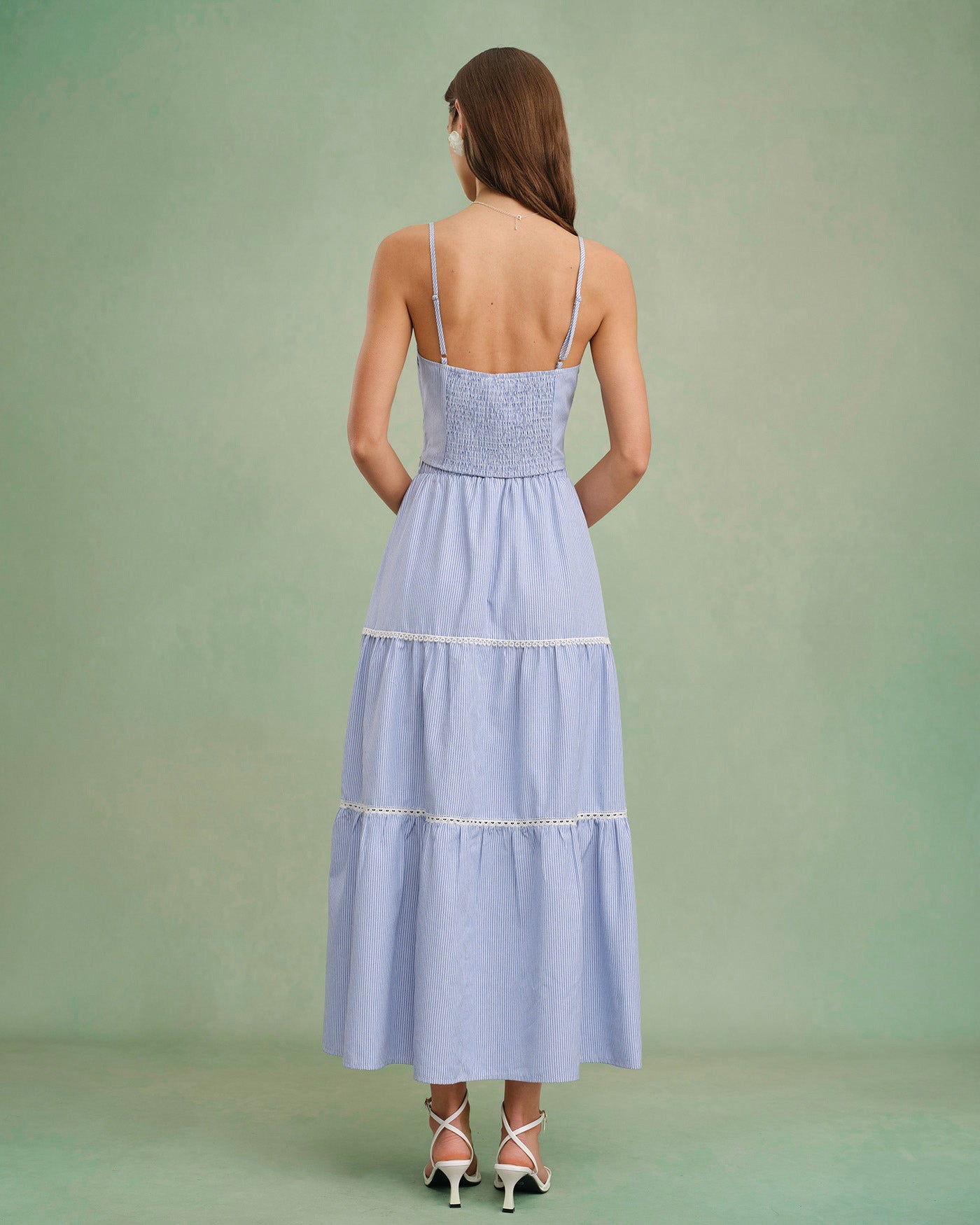 Falda Midi Azul con Cintura Elástica