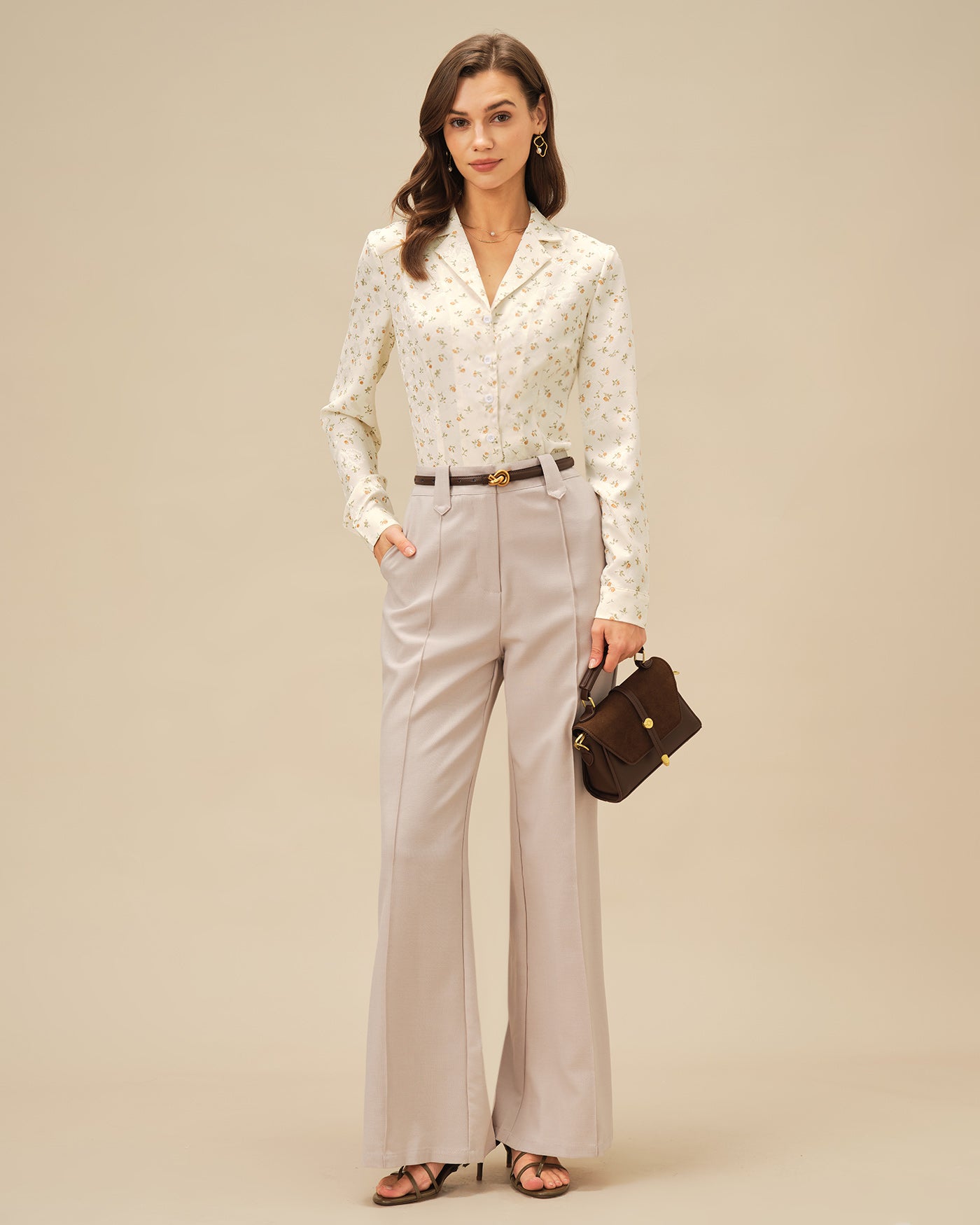 Blusa de Cuello Floral de Albaricoque