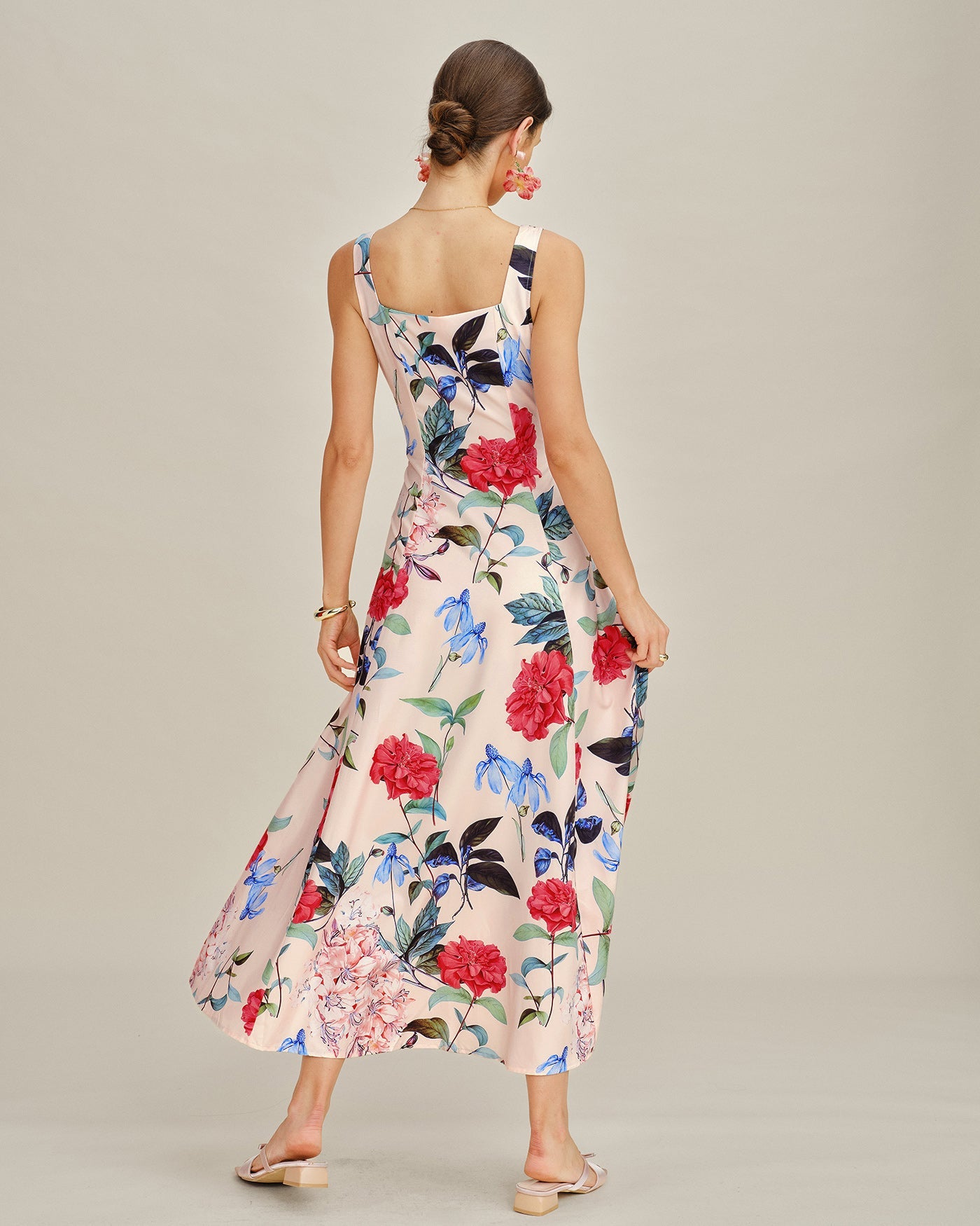 Vestido Maxi Sin Mangas en Corte A Floral