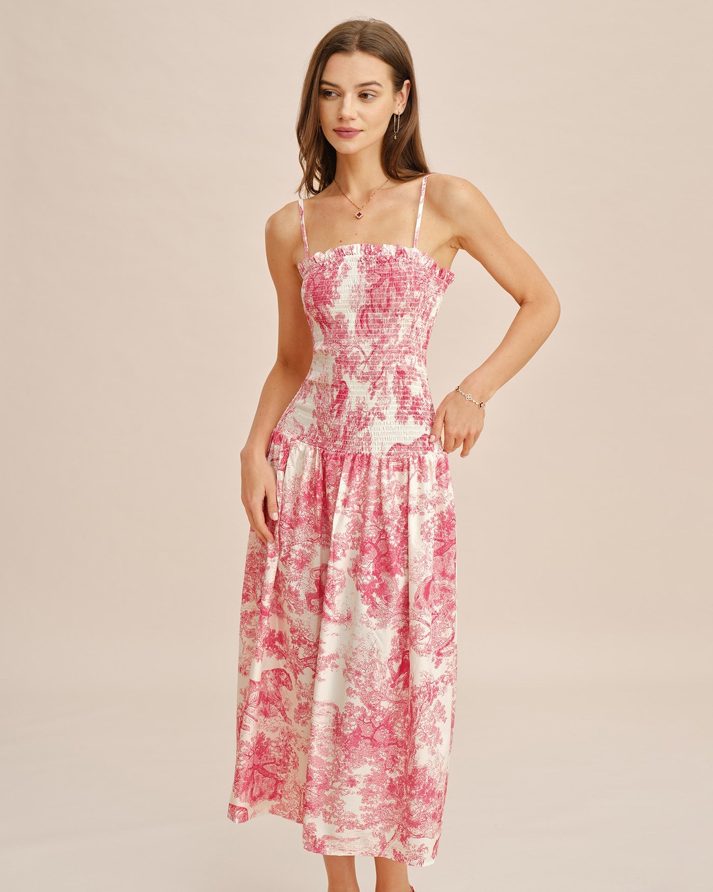 Vestido Maxi Slip Floral Rosa