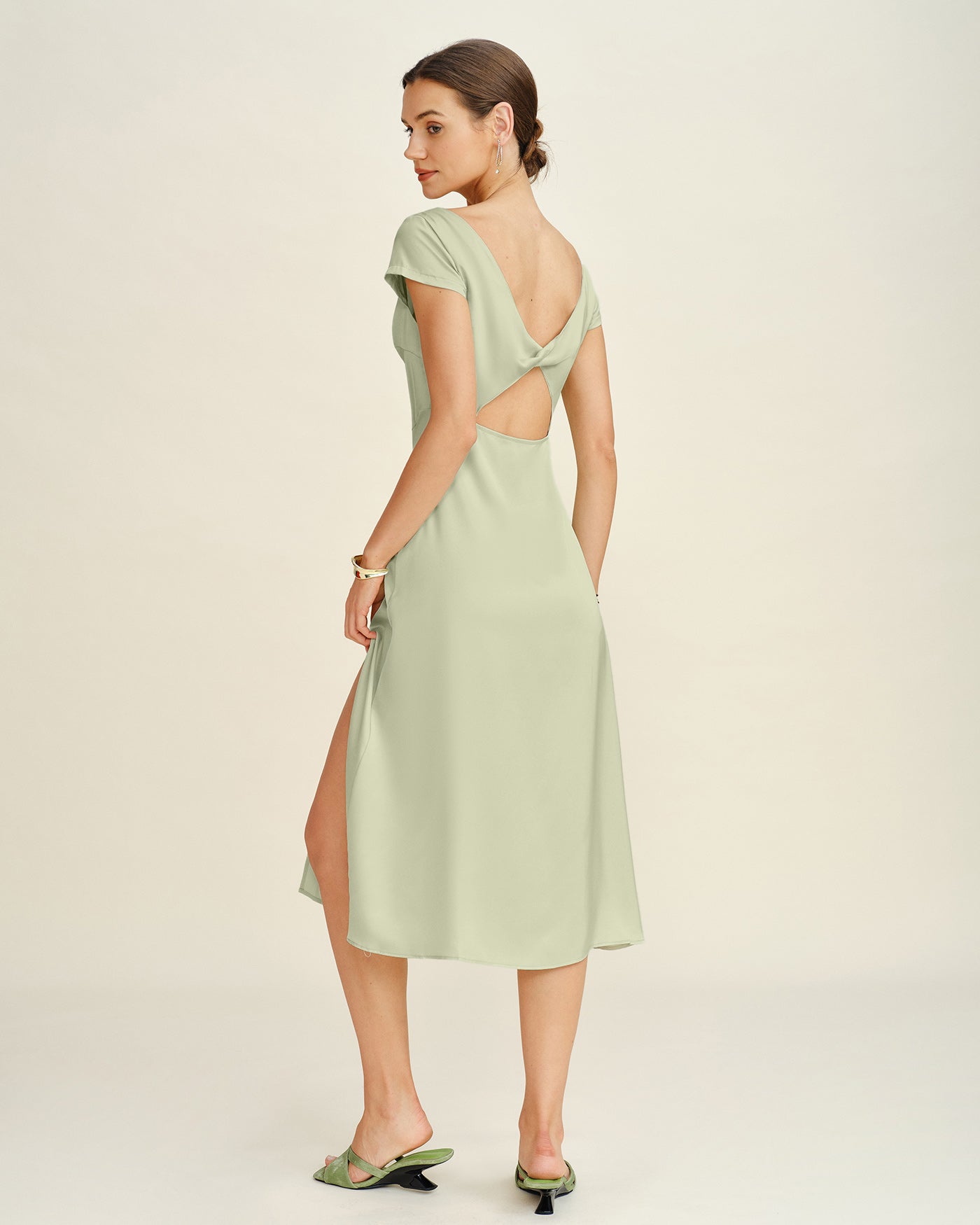 Túnica Midi Verde con Cuello Barco