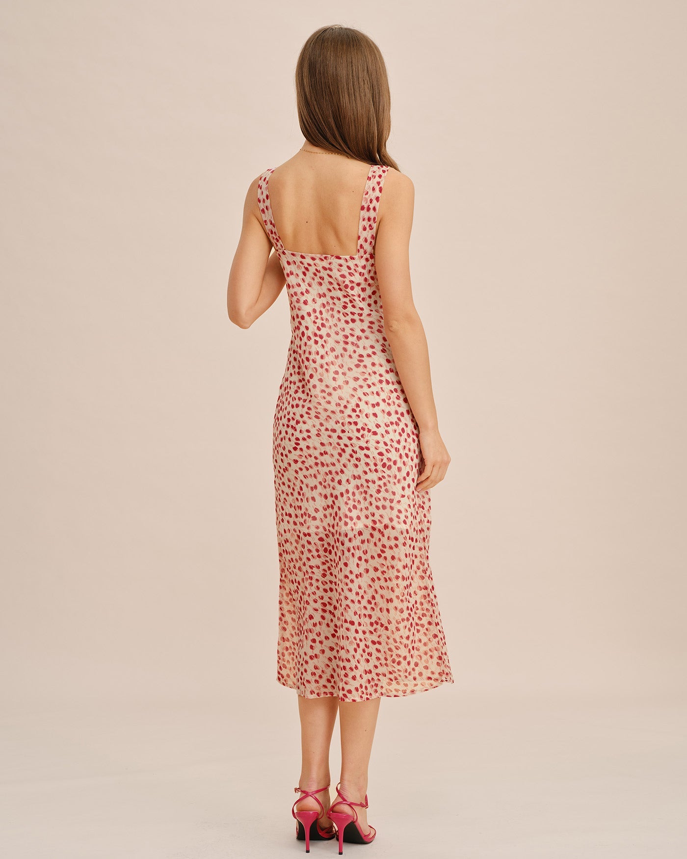 Vestido Midi Floral Rosa con Escote en V