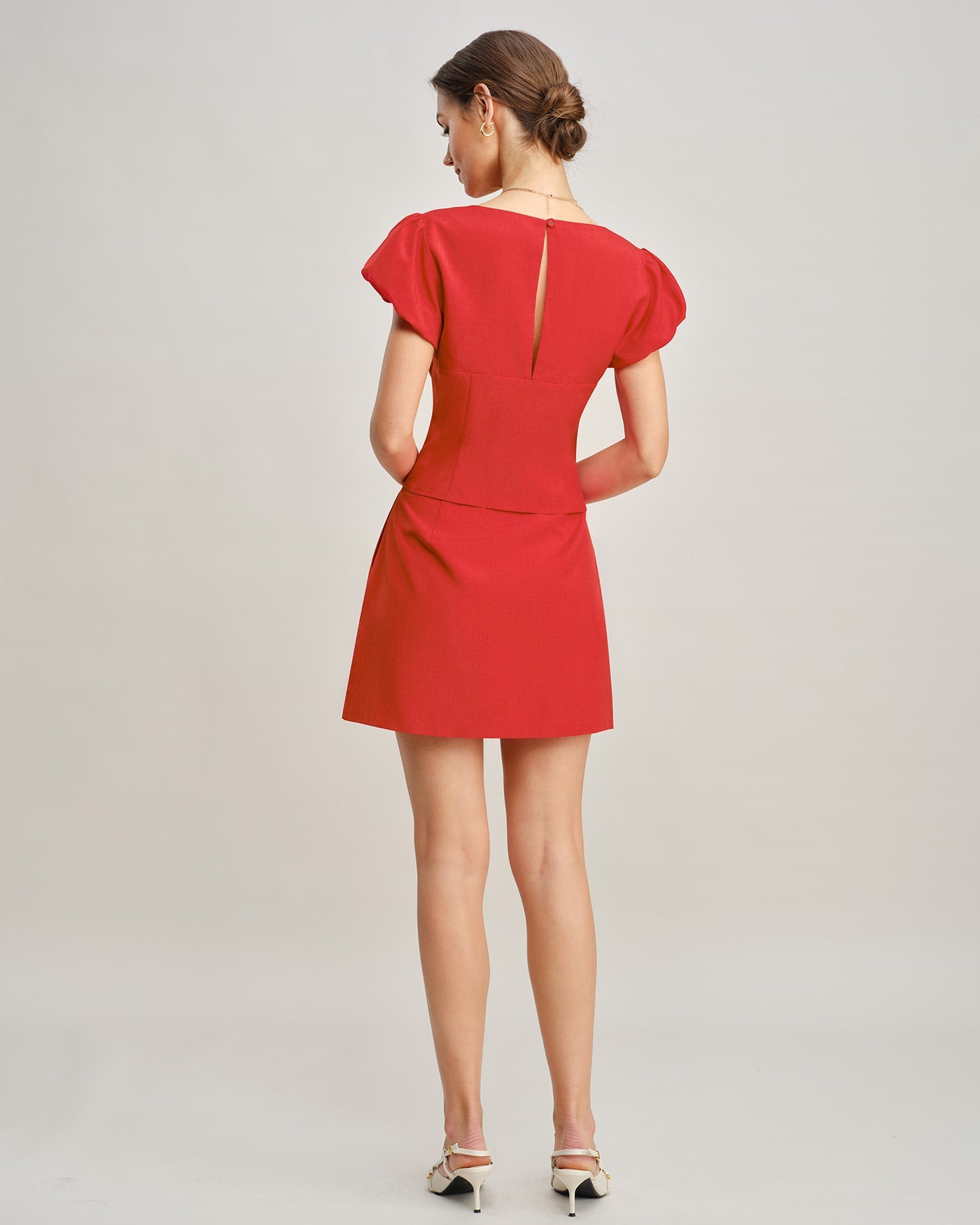 Falda Mini A-Line de Bolsillos Rojos