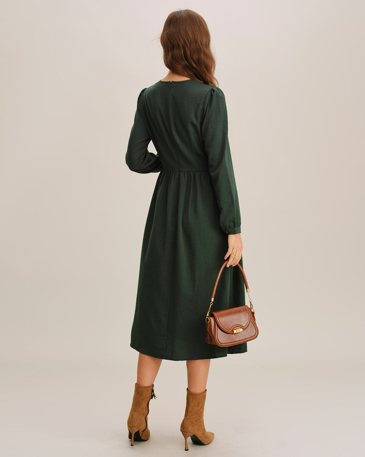 Vestido Midi Plisado Verde en A