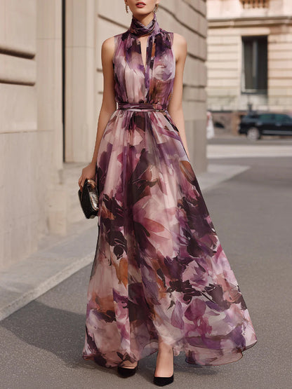Rosalie | Vestido Maxi de Chiffon Acuarela