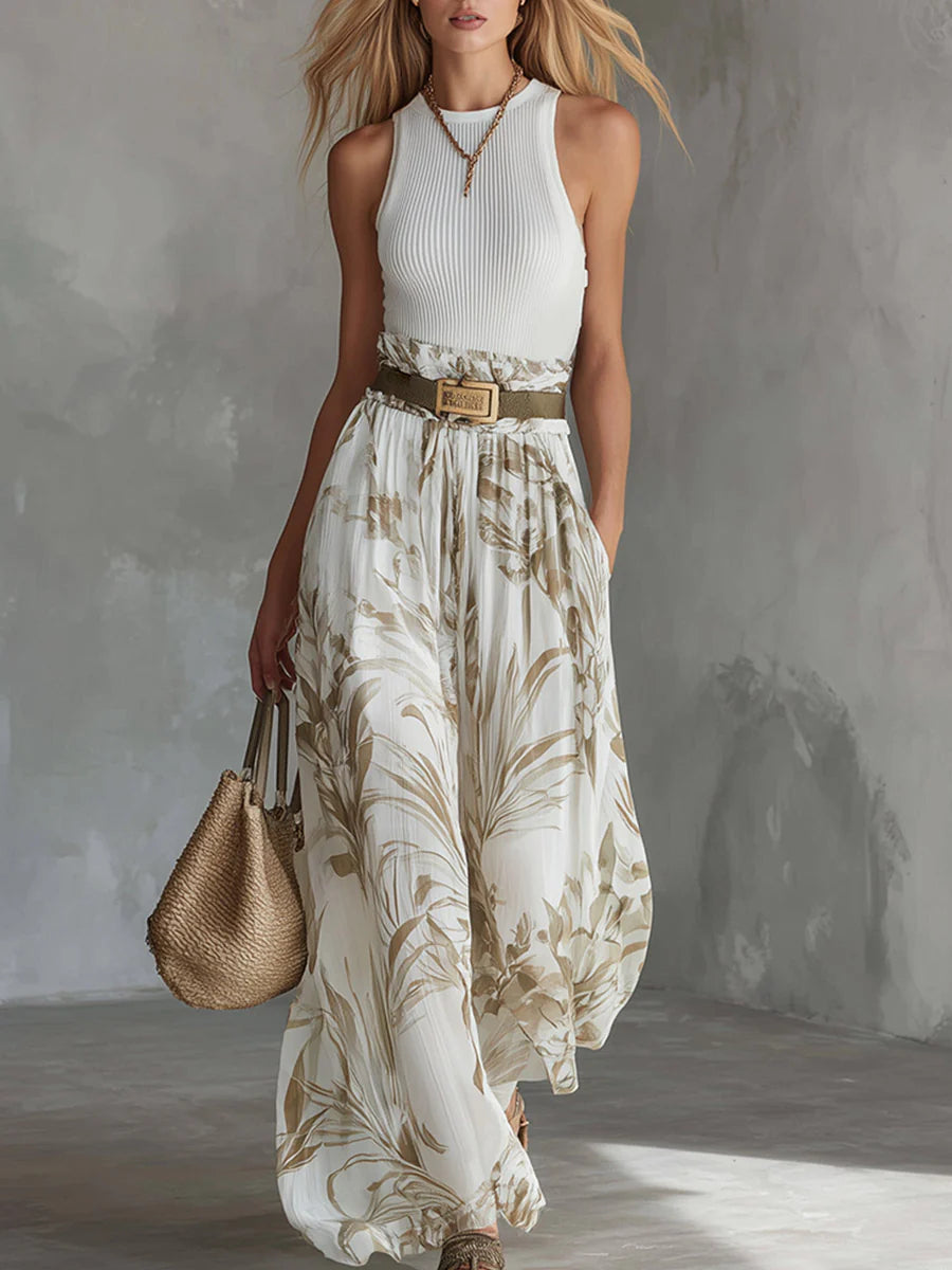 Livia | Conjunto de Verano de Pierna Ancha Impresa