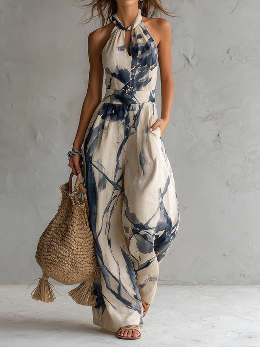 Mila | Conjunto de Halter Impreso de Pierna Ancha