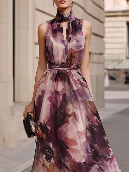 Rosalie | Vestido Maxi de Chiffon Acuarela
