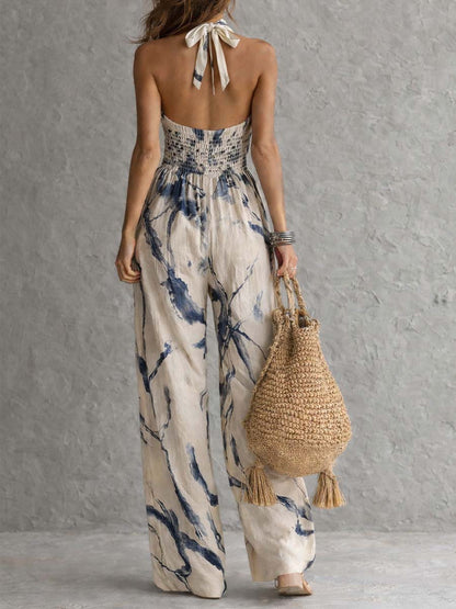 Mila | Conjunto de Halter Impreso de Pierna Ancha