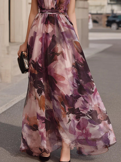 Rosalie | Vestido Maxi de Chiffon Acuarela