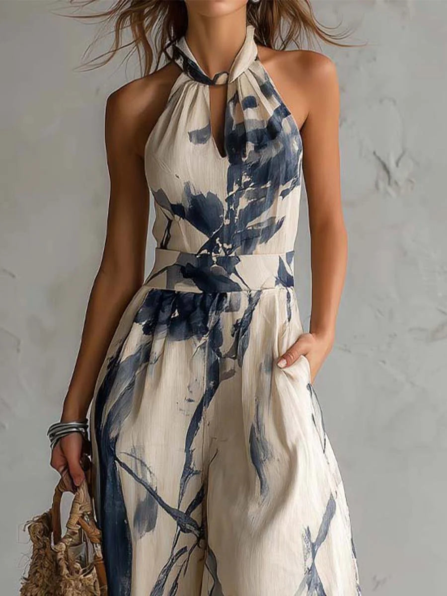Mila | Conjunto de Halter Impreso de Pierna Ancha