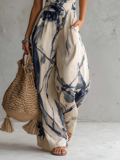 Mila | Conjunto de Halter Impreso de Pierna Ancha