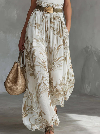 Livia | Conjunto de Verano de Pierna Ancha Impresa