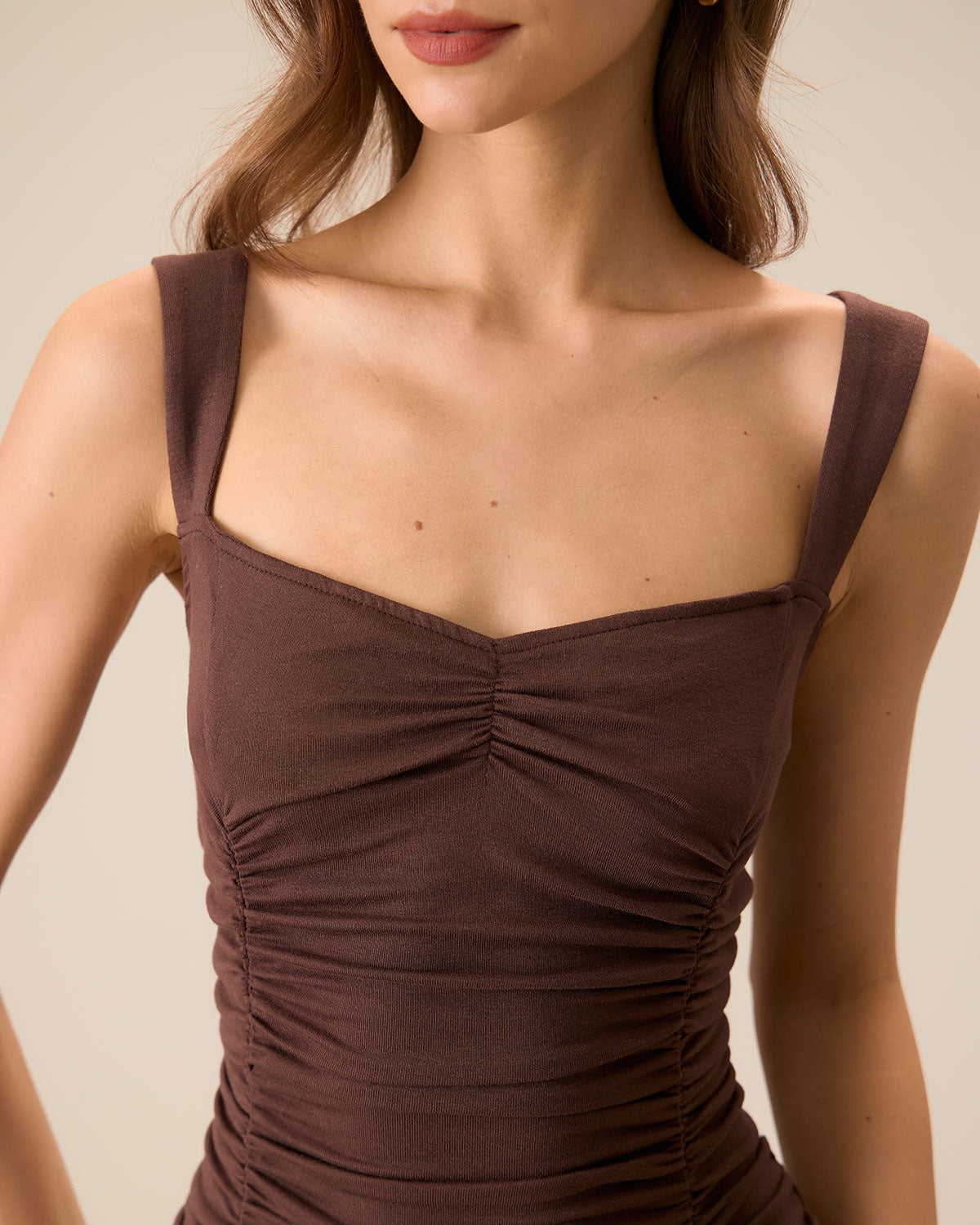 Vestido Midi de Punto con Fruncidos para Mujer