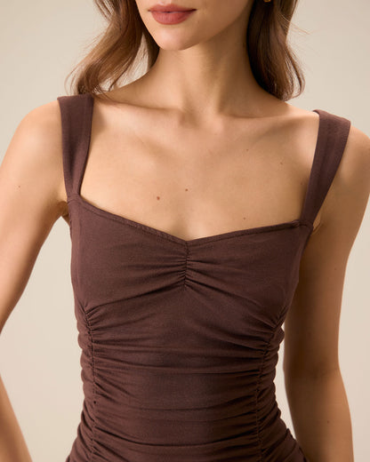 Vestido Midi de Punto con Fruncidos para Mujer