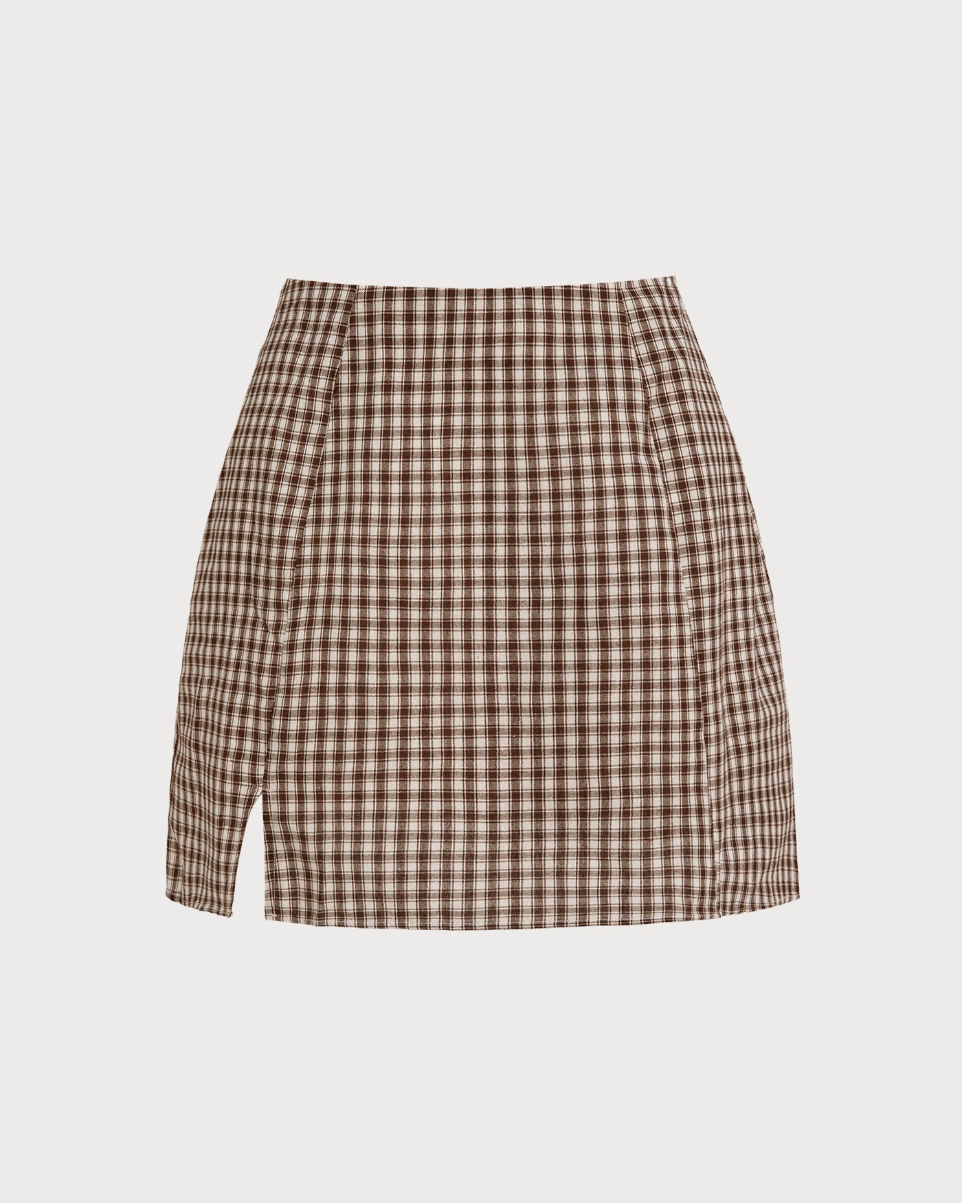 Falda A-Line de Cuadros Marrón