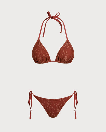 Conjunto de Bikini Rojo con Tirantes y Cuerda