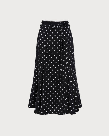 Falda Midi de Sirena con Lunares Negros