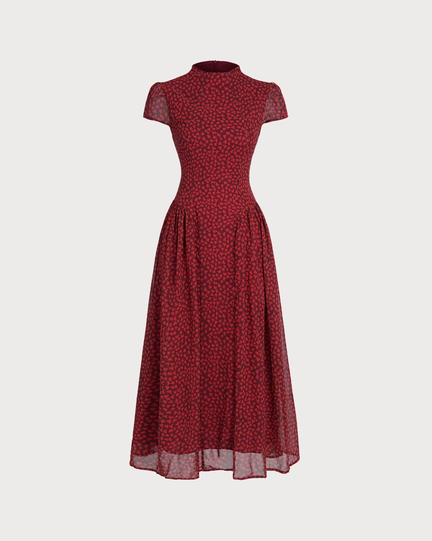 Vestido Maxi Floral con Mangas de Capucha Rojas
