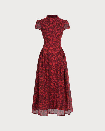 Vestido Maxi Floral con Mangas de Capucha Rojas