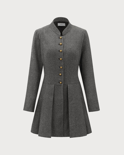 Vestido Mini Plisado Gris