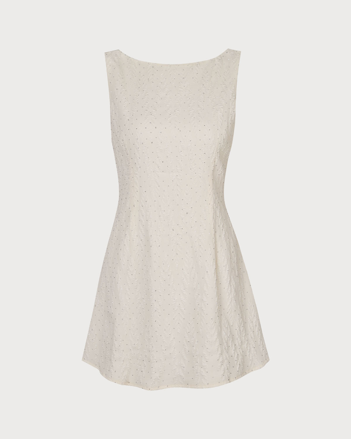 El Vestido Mini Texturizado de Cuello Barco Beige