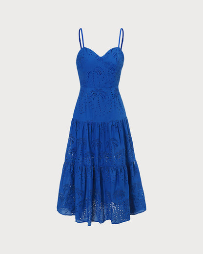 El Vestido Midi de Tirantes con Bordado en Escote Corazón